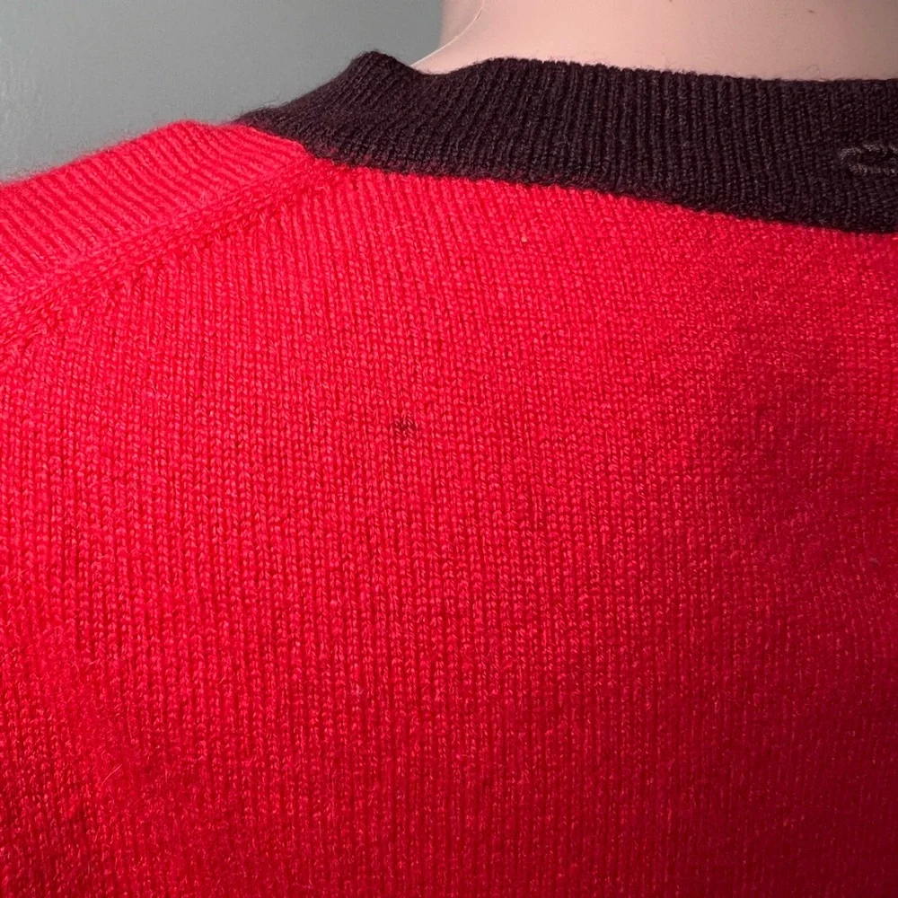 Chanel Vintage Spring 1995 Cashmere Red Crew Wool Sweater Top Shirt - Picture 4 of 12
